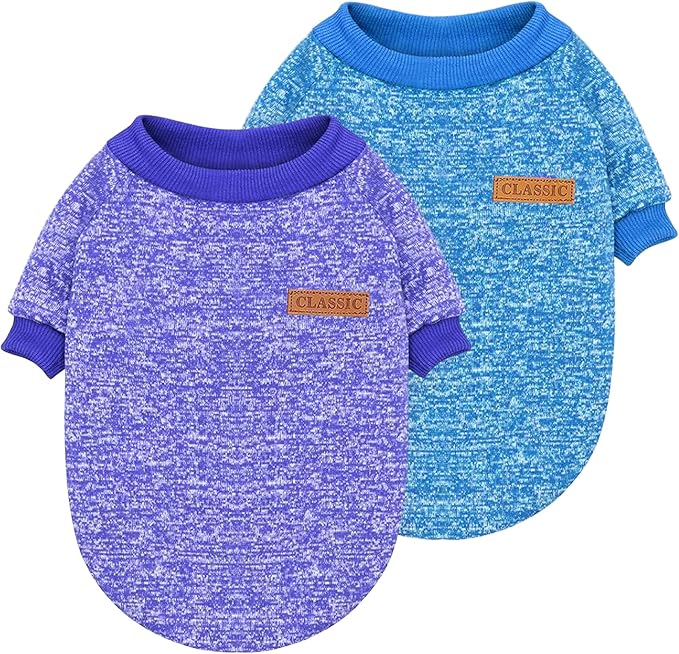 2 Pieces Pet Dog Classic Knitwear Sweater, Fleece Coat for Small,Medium Dogs,Warm Pet Dog Cat Clothes,Soft Puppy Customes for Chihuahua Yorkshire Tzu (Blue Dark Navy,XXS)
