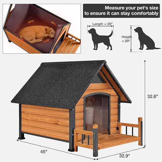Dog House Outdoor, Chew-Proof Metal Frame Dog Kennel Shelter for Large Breeds,Weatherproof (Brown-I, Large)