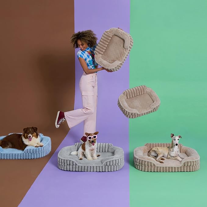 LE SURE Cute Dog Beds Large Sized Dog, Orthopedic Waterproof Large Pet Bed with Sides, High Back Non-Slip Bottom and Egg-Crate Foam Pet Couch Sofa with Washable Removable Cover, Grey