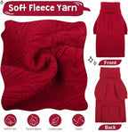 Queenmore Puppy Sweaters - Warm Winter or Fall Dog Sweaters ( Solid Turtleneck Knit, Red ) for Dog Girls & Boys, Small to Large