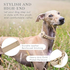 NINA WOOF Cupertino Dog Collars, Harnesses & Leashes Made from Vegan Leather with Dog Tracker Device Holder Adjustable Dog Collar (Extra Small, Beige)