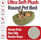 Majestic Pet 52 Inch Suede Calming Dog Bed Washable 52x35x11 (Inch) – Cozy Soft Round Donut Dog Bed with Spine Support for Dogs to Rest Their Head - Pet Bed X- Large - Sage (2025)