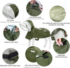 Waterproof Dog Raincoat, Adjustable Reflective Lightweight Pet Rain Clothes with Poncho Hood (Army Green, Medium)