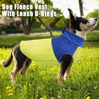 Idepet Dog Fleece Vest Sweater Zip Up Warm Pullover Dogs Jacket with D-Ring Leash Winter Cold Weater Coat Pet Sweatershirt Clothes Hoodie for Small Medium Dogs Boy Girl (Blue/Green, XXS)