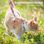 Dooradar Cat Harness and Leash, Escape Proof Adjustable Kitten Vest, Lightweight Soft Pet Straps, Easy Wearing for Small Medium Kitty Safe Walking Travel Control, Orange & Blue, M