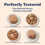 Solid Gold Wet Cat Food Variety Pack - Pate & Shreds in Gravy - Healthy Canned Cat Food Pate w/Real Chicken, Tuna, Mackerel & Sardine - Grain Free & Gluten Free Can Meals for Cats & Kittens - 24ct/3oz