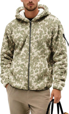 Men's Camouflage Hunting Fleece Lined Hoodie Camo Jackets Zip Up Long Sleeve Casual Winter Coats Hood Outerwear