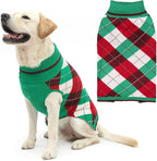 KOOLTAIL Dog Christmas Sweater Pet Knitted Clothes - Classic Plaid Pull Over Turtleneck Dog Sweaters with Leash Hole Warm Dogs Winter Clothing for Small Medium Dogs Cats Puppy (Green & Red M)
