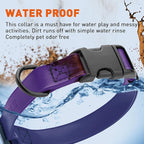Dogline Biothane Waterproof Dog Collar with Quick Release Buckle Strong Coated Nylon Webbing with Odor- Proof for Easy Care Easy to Clean Fits Small Medium Large Dogs, Purple 1" W 15-23" L