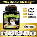 Hip and Joint Chews for Dogs + Skin and Coat Supplement - Dog Joint Pain Relief Treats - Glucosamine, Chondroitin, MSM, Hemp Oil, Turmeric, Omega 3 for Dogs, Mobility Dog Health Supplies