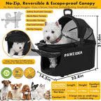 PAWZIDEA Pet Stroller 4 in 1, Cat Strollers with Detachable Carrier No-Zip Canopy, Portable Dog Crate for Car Seat Travel, Foldable & Lightweight Jogger for Small/Medium Dogs and Cats, Storage Basket