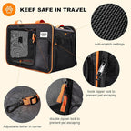 20 x 14 x 14 Expandable cat car Travel Carrier for 1 Small-Medium cat,with a Portable Leakproof Small cat Litter Box