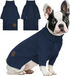 cyeollo Dog Sweaters for Medium Dogs Boy, Stretchy Warm Turtleneck Doggy Clothes for Fall Winter, Thermal Knit Pet Apparel with Sleeves, Navy XL