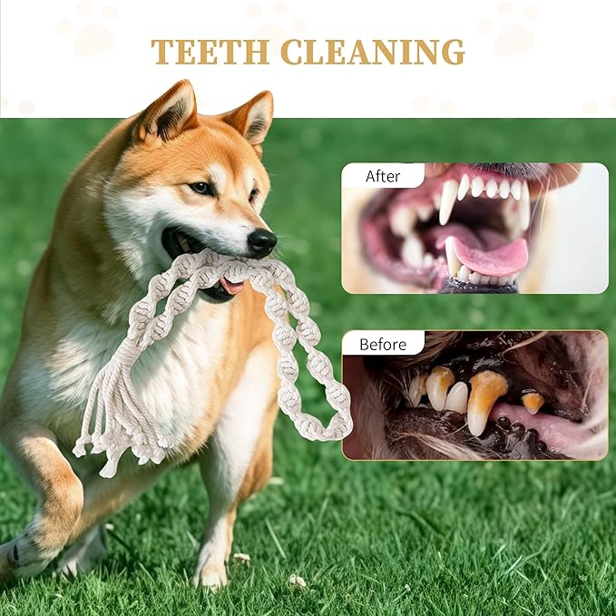 Dog Rope Toys for Large/Medium Aggressive Chewers, Tough Cotton Chew Toy, 18in Indestructible, Tug of War Dog Pull Rope Teeth Cleaning (2 pack-18Inch)