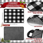 2 Pcs Large Self Warming Cat Pad Self Heating Cat Mat Bed Dog Crate Pet Blankets Thermal Heated Bed Mat for Outdoor Indoor Newborn Kittens Puppies Dog(Black and White Plaid,24 x 18)