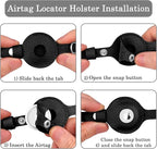 OOPSDOGGY Cat Collar for AirTag Holder, Leather Kitten Collars with Elastic Strap & Bell, Non Breakaway Adjustable Small Pet Collars for Indoor & Outdoor for Boy, Girl (Black)