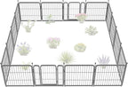 FXW Garden Fence Outdoor for The Yard – 24in(H) x 30.4ft(L) Heavy Duty Metal Animal Barrier for Dog and Rabbit, Decorative Dog Fence, 16 Panels, Silver