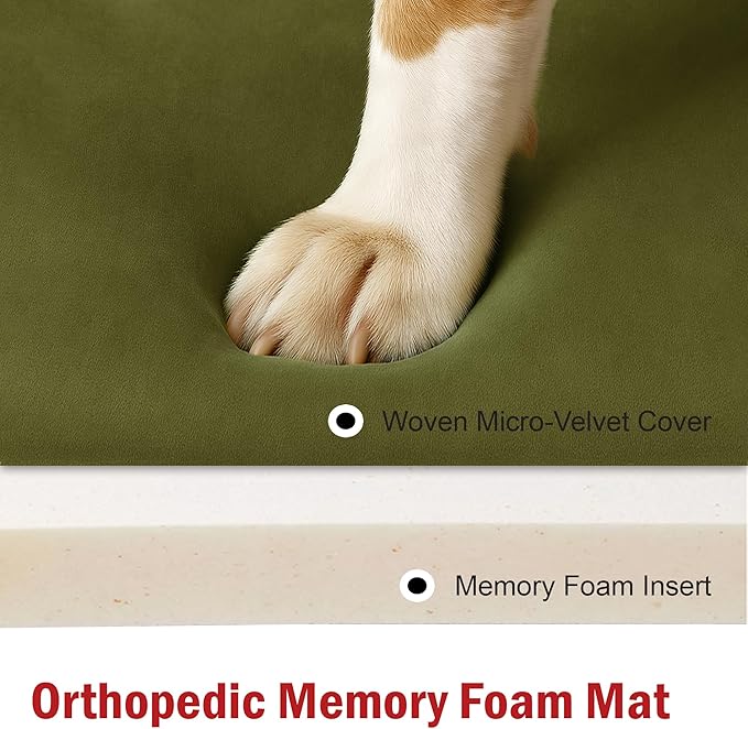 Majestic Pet Orthopedic Memory Foam Dog Crate Mat - Plush Pet Bed Pad for Crates & Kennels | USA Crafted | 24"x18" Villa Fern