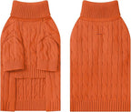 Small Dog Thermal Pullover Sweater, Classic Turtleneck Cable Knitwear Dog Clothes for Cold Weather Warm Pet Clothes for Chihuahua, Bulldog, Dachshund, Pug Orange X-Large