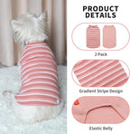 KYEESE 2Pack Waffle Dog Shirts for Small Dogs Stretchy T-Shirts Lightweight Tank Top Sleeveless Striped Vest Breathable Cat Tee, Medium, Pink+Striped