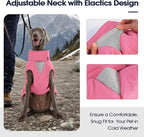 IECOii Dog Jackets for Large Dogs - Reflective & Adjustable & Windproof Vest with Warm Fleece Lining for German & Shepherd & Labrador, Waterproof Snow Coats for Walking & Hiking, Pink, Size 2XL