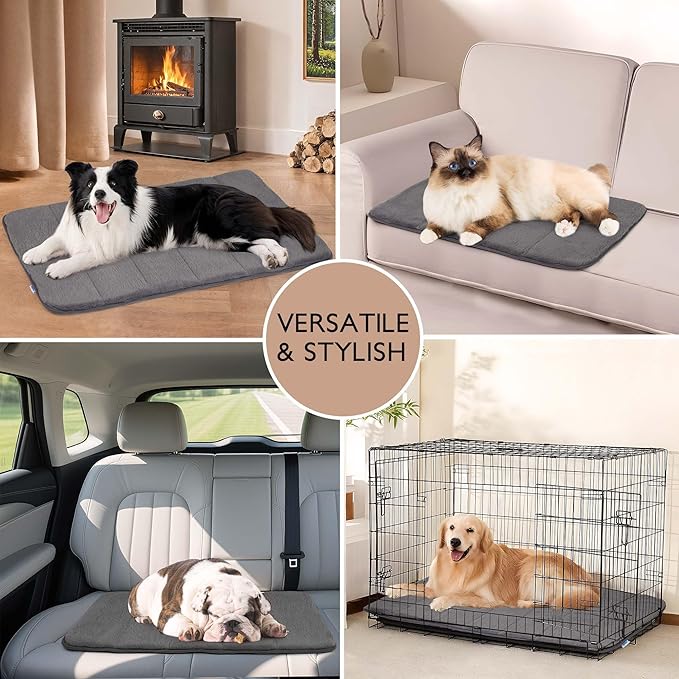Dog Crate Pad for XX Large Dogs - 47x29 Orthopedic Dog Bed with Memory Foam, Washable Water-Resistant Soft Pet Mat with Non-Slip Bottom, Grey