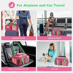 19x13x9 TSA Approved top Expandable pet Carrier for Small Dog Puppy cat up to 10 lbs Weight and 18'' Length, for Southwest Spirit Canada Airlines(Pink)
