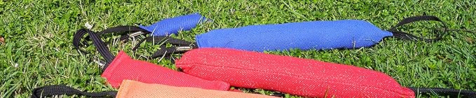 Dingo Gear French Linen tug Toy for Dog, Dog Bumper for Training, Agility, tug of war, Dog bite Pillow for Strong Dog, 1handle 18" red S00065