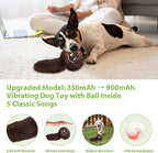 PETGEEK Interactive Squeaky Dog Toy, Upgraded Automatic Moving Vibrating Dog Ball with Plush Cover, 900mAh Rechargeable Bouncing Ball with Recording Music Mode, Crinkle Dog Toy for Pet Boredom, Brown