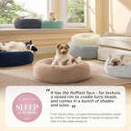 Bedsure Calming Dog Bed Medium Size Dog - Donut Washable Medium Pet Bed, 30 inches Anti-Slip Round Fluffy Plush Faux Fur Cat Bed, Fits up to 45 lbs Pets, Camel
