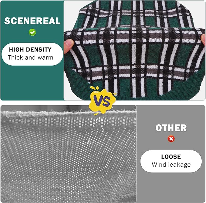 SCENEREAL Turtleneck Dog Sweater for Small Medium Large Dogs Girls Boys, Christmas Plaid Pullover Puppy Sweatershirt, Dogs Cold Weather Outfit Clothes, Ideal Gift for Pet in New Year, Green Plaid ML