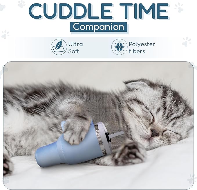 Kitty Cup Catnip Toy - Christmas & Birthday Cat Gift Toy with Catnip & Crinkle, Funny Stocking Stuffer for Girl Indoor Kitten (Chambray Blue)