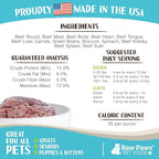 Raw Paws Signature Blend Pet Food for Dogs & Cats - Beef and Vegetables Recipe, 1-lb Rolls (20 Pack) - Fresh Pet Food Made in USA - Natural Dog Food Rolls - Raw Frozen Blend Dog & Cat Food