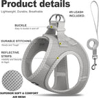 Fida Cat Harness and Leash Set for Walking Kitten and Puppy, Escape Proof Kitten Harness with Breathable Lightweight Soft Mesh, Adjustable Reflective Step-in Design for Kitten and Puppy.(XXXS, Grey)