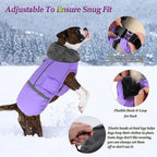 Dogcheer Warm Dog Coat, Waterproof Dog Jacket Christmas Puppy Winter Coat with Buckle, Reflective Adjustable Pet Snow Jacket Fleece Sweater for Small Medium Large Dogs - Taro Purple 3XL