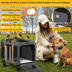 PAWZIDEA Expandable Large Pet Carrier with Wheels, 24x16x16 in Rolling Cat Carrier for 2–4 Cats up 55lb, Soft-Sided Collapsible Small Medium Dog Crate for Car Travel, Telescopic Handle, Storage Pocket