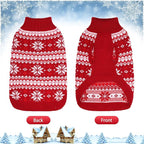 KOOLTAIL Cable Knit Small Dog Sweater Turtleneck, Cold Weather Pullover Classic Knitwear with Leash Hole, Snowflake Pattern Thick Warm Winter Pet Clothes, Medium Dog Christmas Sweater, Red S