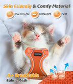 Halypet Cat Harness and Leash Set [MAX Safety 4th-Gen Upgrade] Escape Proof Adjustable Cat Leash Comfortable Soft Vest Easy to Wear Kitten Harness with Reflective Strip for Cats Walking, S Orange