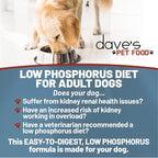 Dave’s Pet Food Kidney Care Dog Food (Chicken Formula Crumble), Non-Prescription, Low Phosphorus, Low Protein , Renal Kidney Support, Vet Formulated, 4 lb