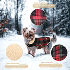 Winter Coat for Small and Medium Dogs, Puppy Plaid Jacket, Cotton Coat for Cold Weather, Windproof Warm Dog Garments, Pet Thickened Outfits Indoor Outdoor, Red XL