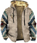 Men's Zip Up Jackets Western Style Ethnic Hoodie Hooded Vintage Long Sleeve Warm Coat Winter Outfits