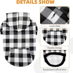 KOOLTAIL Plaid Dog Hoodie Pet Clothes Sweater with Hat and Pocket for Small Medium Large Size Dogs, Soft Winter Warm Dog Cold Weather Coat, Fleece Fall Dog Hooded Sweatshirt for Puppy Cats, White XL