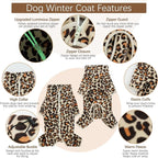 ROZKITCH Full Body Dog Sweater, Pet Windproof Warm Cold Weather Jacket Vest with Luminous Zipper, Jumpsuit Apparel Outfit Clothes for Small Medium Large Dog Brown 2XL