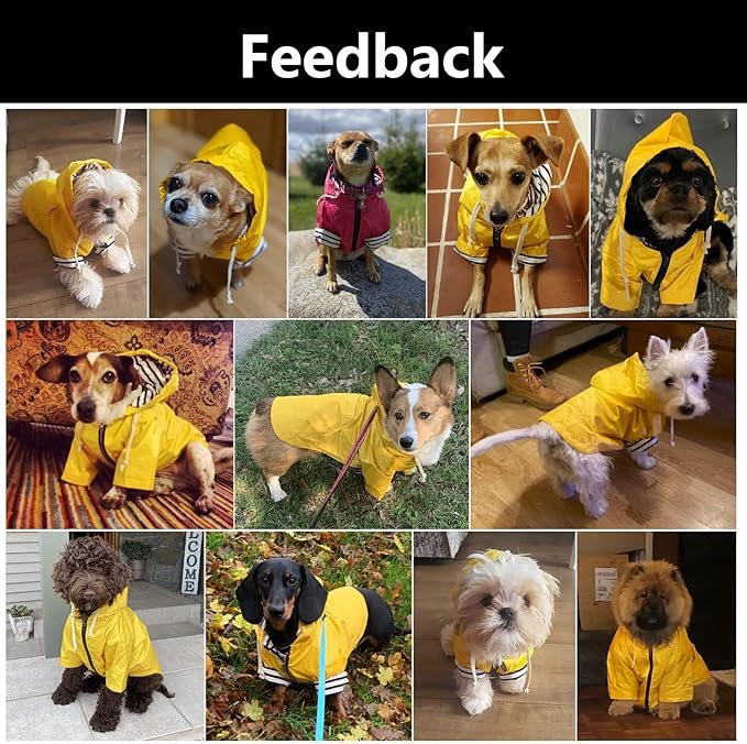 Dog Raincoat rain Jacket Raincoat Dogs Waterproof Small Medium Breeds Zip Closure Storage Pocket Harness Hole Pink L