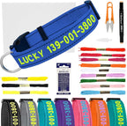 Personalized Embroidered Dog Collar - Custom Hand-Stitched Name & Number, Reflective Adjustable Pet Collar for Small/Medium/Large Dogs & Cats, Durable Nylon with Steel D-Ring (Navy Blue, Medium)