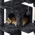 Yaheetech 62in Cat Tree Tower for Indoor Cats, Furniture w/Double Condo, Scratching Posts, Multiple Platforms and Balls for Kittens, Black