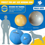 Herding Ball for Dogs - 18” Cover for Corgi, Collie, Cattle & All Herding Dogs Under 27 Pounds - Heavy Duty Dual Layered Cover - Thick Anti-Burst Inner Ball - High Flow Foot Pump