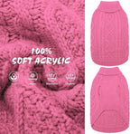BINGPET Thermal Knitted Dog Sweater for Small Medium Large Dogs,Winter Dog Cat Coat Warm Sweartershirts Outfits,Classic Cable Knit Turtleneck Pullover Dog Jumper Coat Warm Sweartershirts