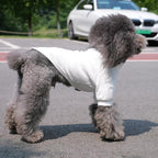 Lovelonglong Ribbed Dog T-Shirt Cotton Knitted Dog Sweaters for All Season Pet T-Shirts for Large Medium Small Dogs Off White S