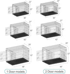 PetsTuff GREAT CRATES 42” X-Large Dog Crate - Heavy-Duty Dog Kennel With Divider Panel For Pets 65-85lbs - Durable Leaf-Proof Tray - Foldable, Carry Handle & Wheels For Easy Moving - Two-Door Dog Cage